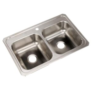 Glacier Double Top-Mount Stainless Steel Kitchen Sink 33" x 22" x 8"