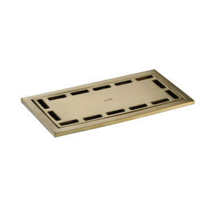 CAE Square 8"x4" Floor Drain in Matte Gold Finish Ø: 1-3/4” - Lift Off Removable Strainer (Square Grill) Without Flap