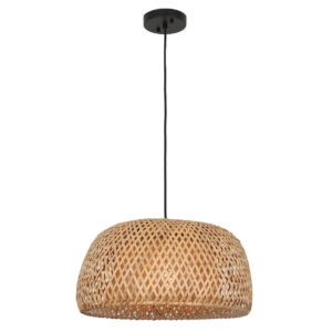 Canarm Sariel Pendant Light - Matte Black with Bamboo Shade
